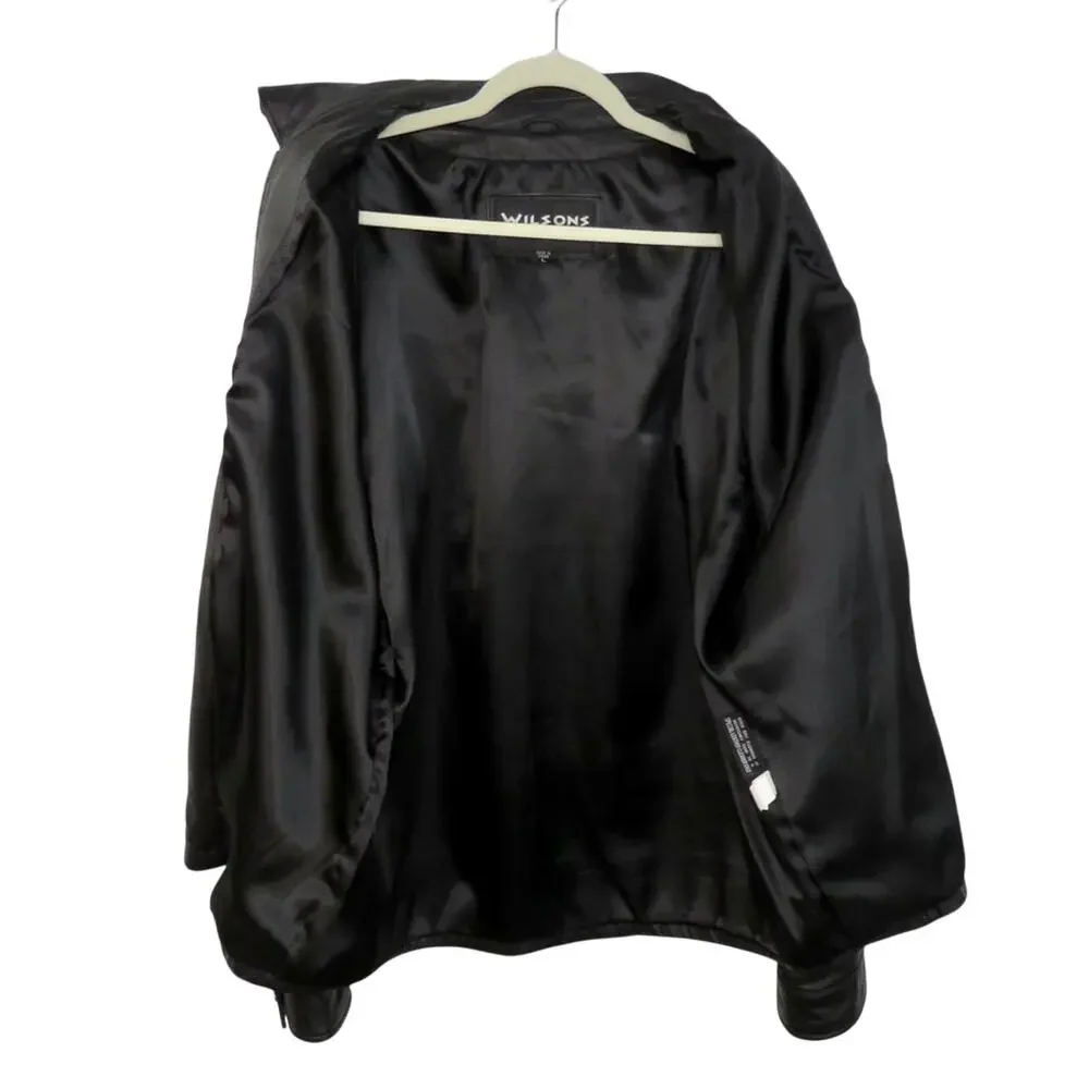 Vintage Wilson's Leather Men's Black Leather Jacket Large Biker Motorcycle